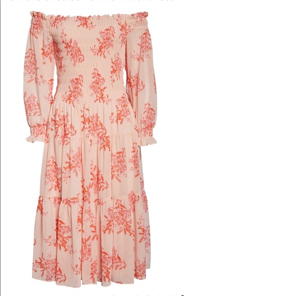 Eliza J Off the Shoulder Chiffon Midi Dress - Picture 6 of 8